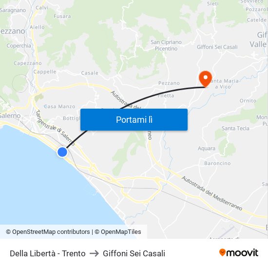 Della Libertà - Trento to Giffoni Sei Casali map