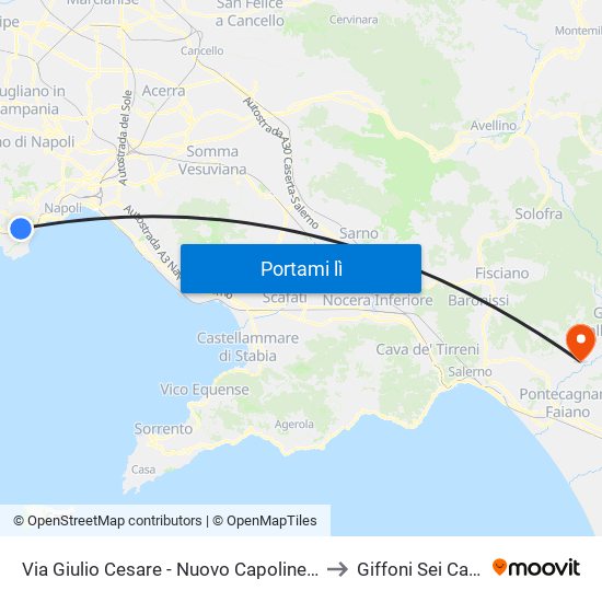 Via Giulio Cesare - Nuovo Capolinea Ctp to Giffoni Sei Casali map
