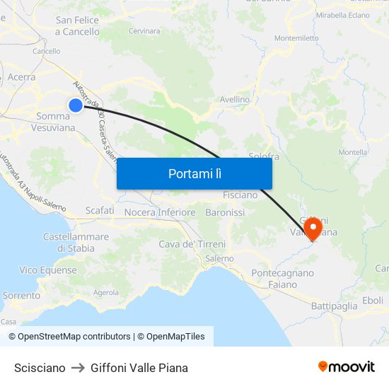 Scisciano to Giffoni Valle Piana map