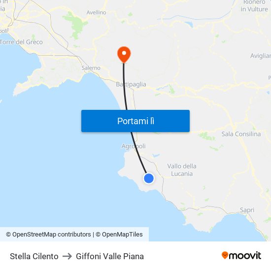 Stella Cilento to Giffoni Valle Piana map