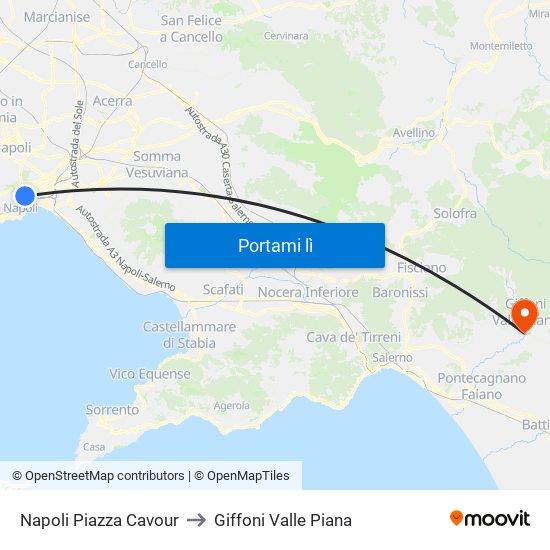 Napoli Piazza Cavour to Giffoni Valle Piana map