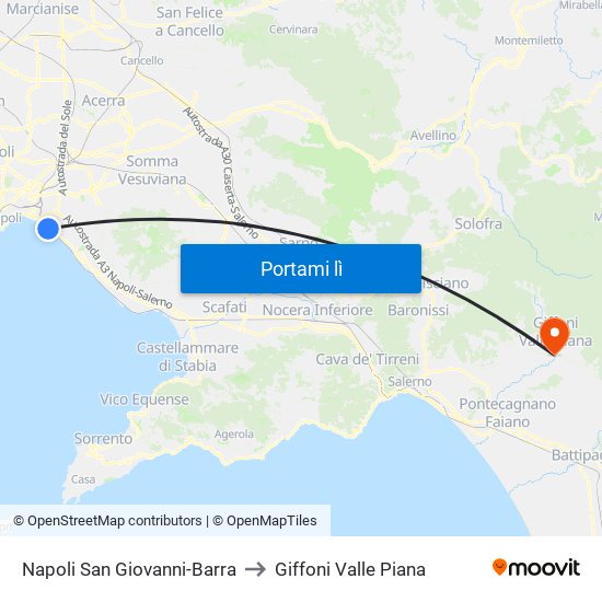 Napoli San Giovanni-Barra to Giffoni Valle Piana map