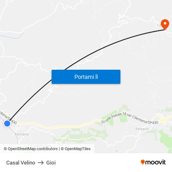 Casal Velino to Gioi map