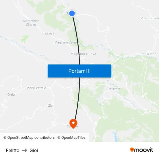 Felitto to Gioi map