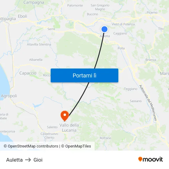 Auletta to Gioi map