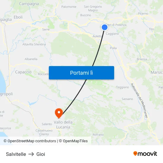 Salvitelle to Gioi map