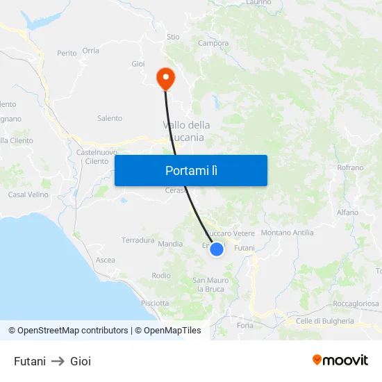 Futani to Gioi map