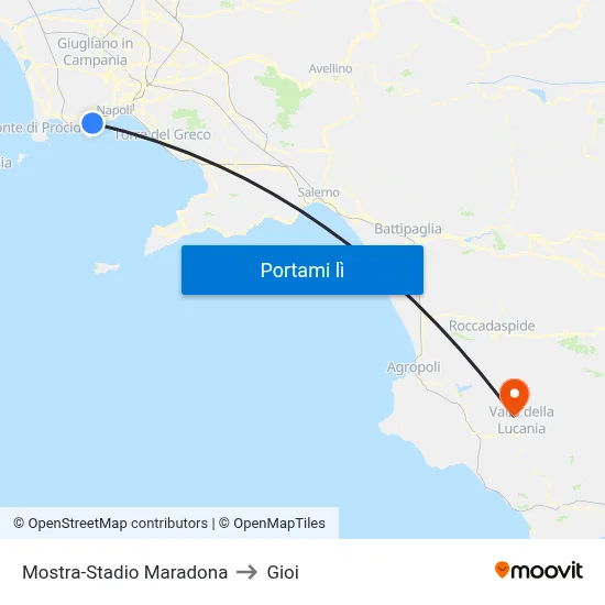 Mostra-Stadio Maradona to Gioi map