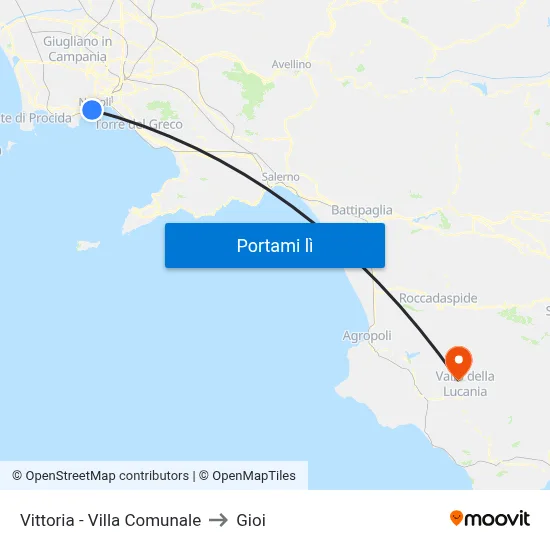 Vittoria - Villa Comunale to Gioi map