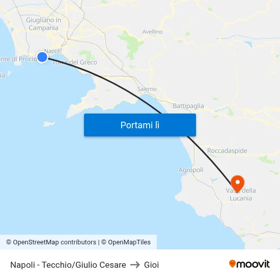 Napoli - Tecchio/Giulio Cesare to Gioi map