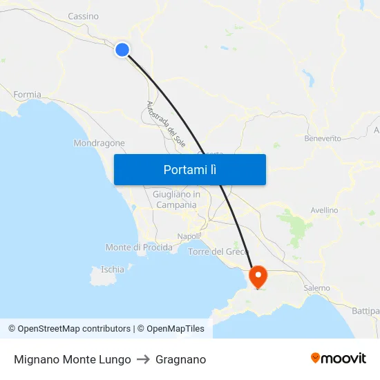 Mignano Monte Lungo to Gragnano map