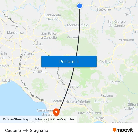 Cautano to Gragnano map