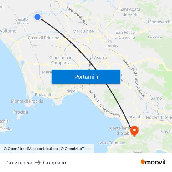 Grazzanise to Gragnano map