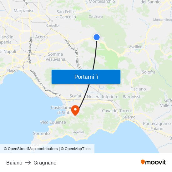 Baiano to Gragnano map