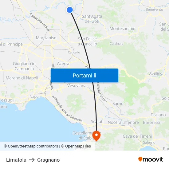 Limatola to Gragnano map