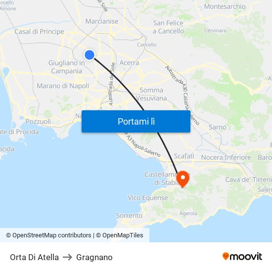 Orta Di Atella to Gragnano map