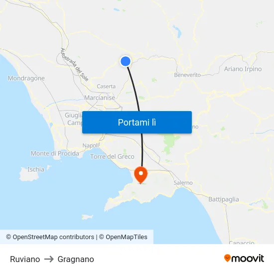 Ruviano to Gragnano map
