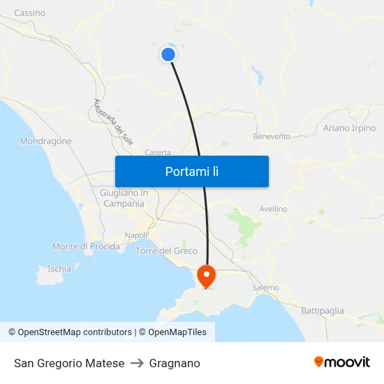 San Gregorio Matese to Gragnano map