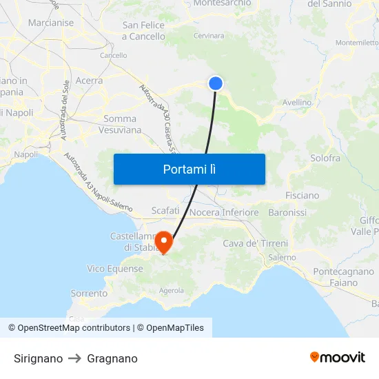 Sirignano to Gragnano map