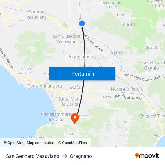 San Gennaro Vesuviano to Gragnano map