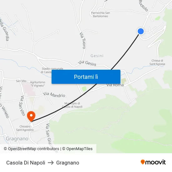 Casola Di Napoli to Gragnano map