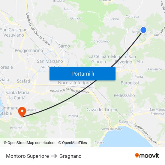 Montoro Superiore to Gragnano map