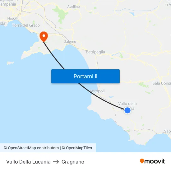 Vallo Della Lucania to Gragnano map