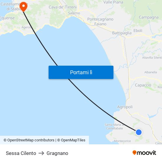 Sessa Cilento to Gragnano map