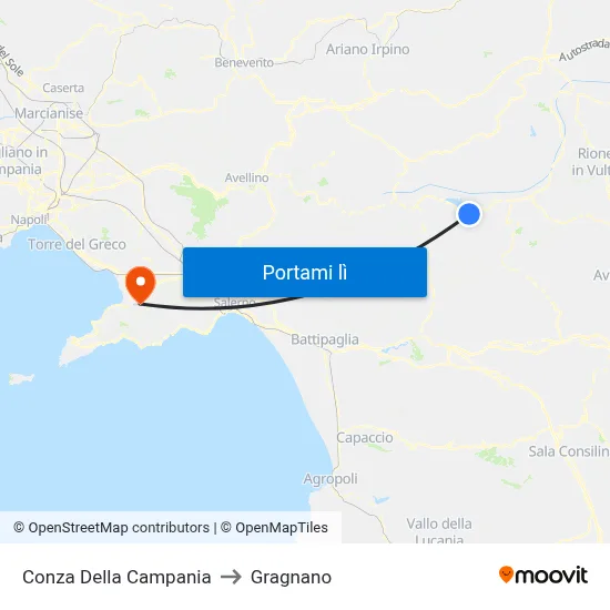 Conza Della Campania to Gragnano map
