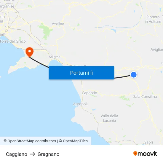 Caggiano to Gragnano map