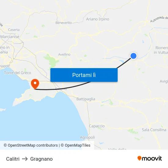 Calitri to Gragnano map