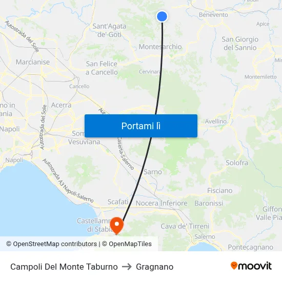 Campoli Del Monte Taburno to Gragnano map