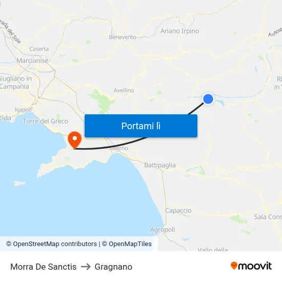 Morra De Sanctis to Gragnano map