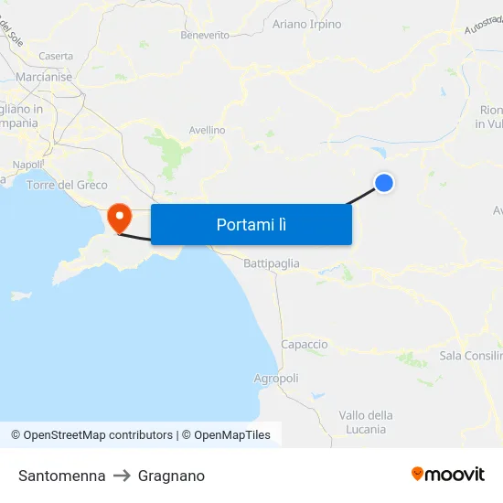 Santomenna to Gragnano map