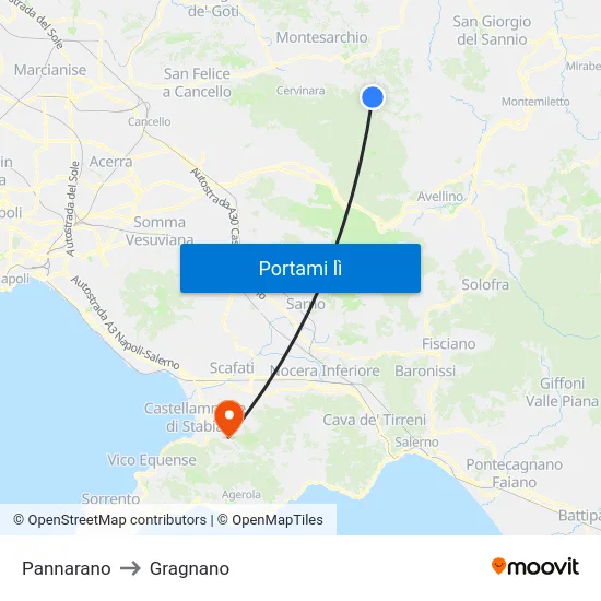 Pannarano to Gragnano map