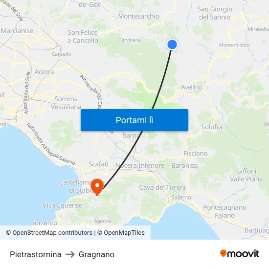Pietrastornina to Gragnano map