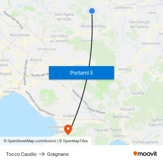 Tocco Caudio to Gragnano map