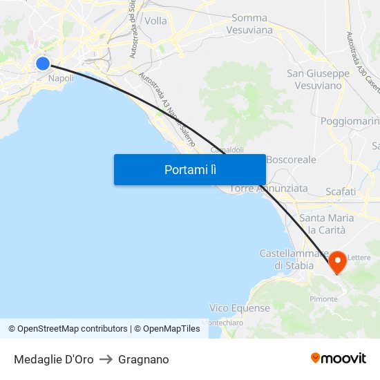 Medaglie D'Oro to Gragnano map