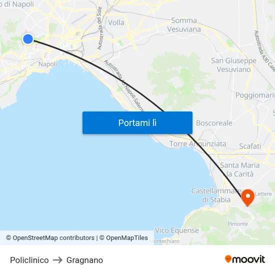 Policlinico to Gragnano map