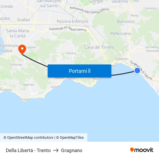 Della Libertà - Trento to Gragnano map