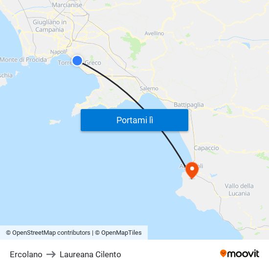 Ercolano to Laureana Cilento map