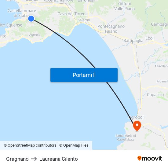 Gragnano to Laureana Cilento map