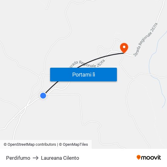 Perdifumo to Laureana Cilento map