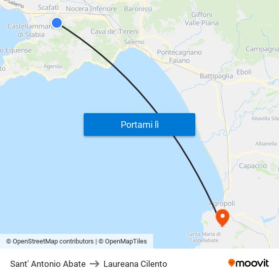 Sant' Antonio Abate to Laureana Cilento map