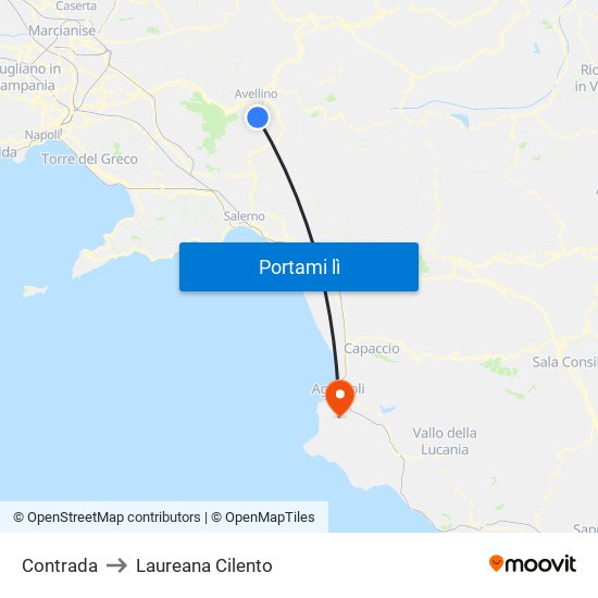 Contrada to Laureana Cilento map