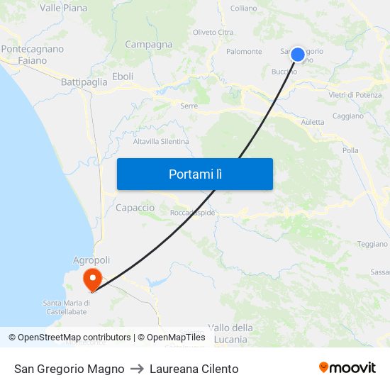 San Gregorio Magno to Laureana Cilento map