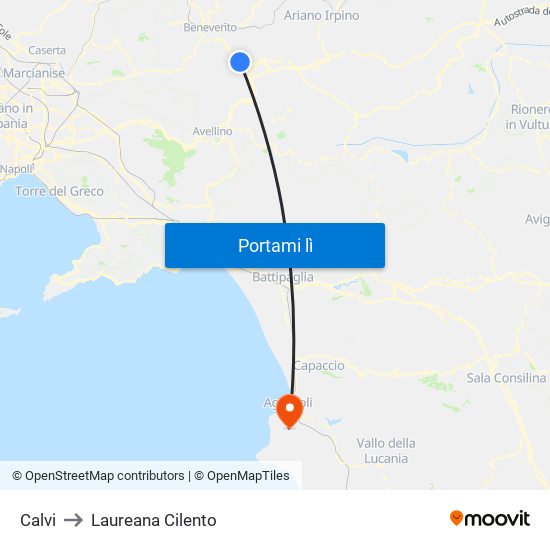 Calvi to Laureana Cilento map