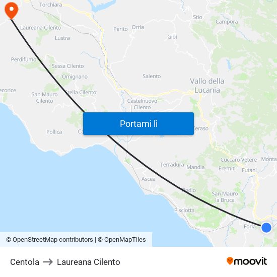 Centola to Laureana Cilento map