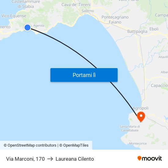 Via Marconi, 170 to Laureana Cilento map