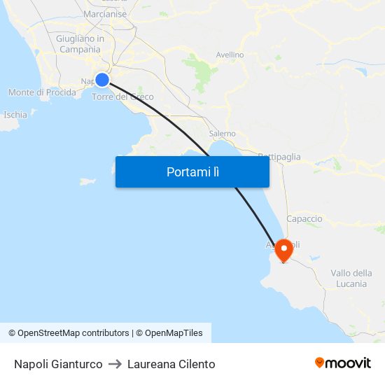 Napoli Gianturco to Laureana Cilento map